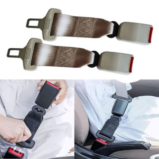 Child and Pregnant Woman Car Seat Belt Extender - 2 PCS, Beige - 1