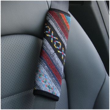 Picture of Ethnic Style Linen Car Seat Belt Cover Shoulder Pads (XO)