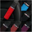 Picture of Car Leather Seat Belt Cover Shoulder Pads with Bling Diamonds 6.5x23cm (Black and Red)