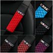 Car Leather Seat Belt Cover Shoulder Pads with Bling Diamonds - 2