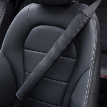 Picture of 50cm Carbon Fiber Car Leather Seat Belt Cover Shoulder Pads For Trucks