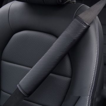 Picture of 30cm Carbon Fiber Car Leather Seat Belt Cover Shoulder Pads For Trucks