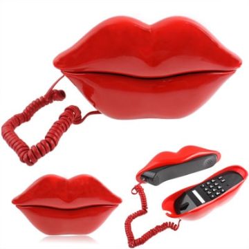 Picture of Sexy Red Hot lips Shape Wire Corded Telephone (Red)