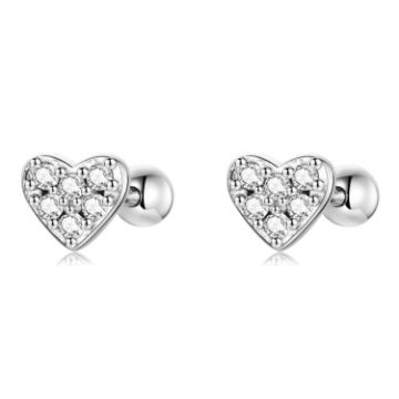 Picture of S925 Sterling Silver Electroplated Zircon Love Earrings (SCE1298)