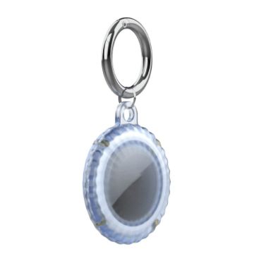 Transparent Blue Airtag IP68 Waterproof Full Cover PC Case with Key Ring - 1