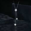 Picture of S925 Sterling Silver Sparkling Moissanous Tassel Love Necklace (MSN029)
