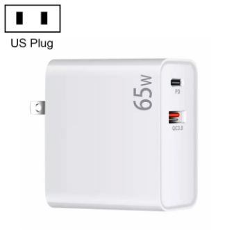 65W USB-C/Type-C + QC3.0 Laptop Charging Adapter - US Plug - 1