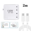 130W USB-C Four Port GaN Charger with 2m Cable - EU/UK/AU/US Plug - 1