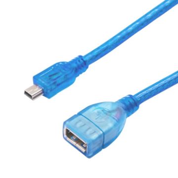 Picture of Mini 5-pin USB to USB 2.0 AF OTG Adapter Cable, Length: 22cm (Blue)