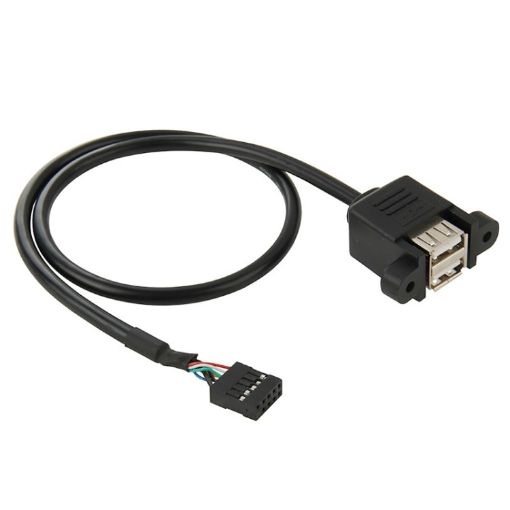 10 Pin Motherboard Female Header to 2 USB 2.0 Female Adapter Cable - 1
