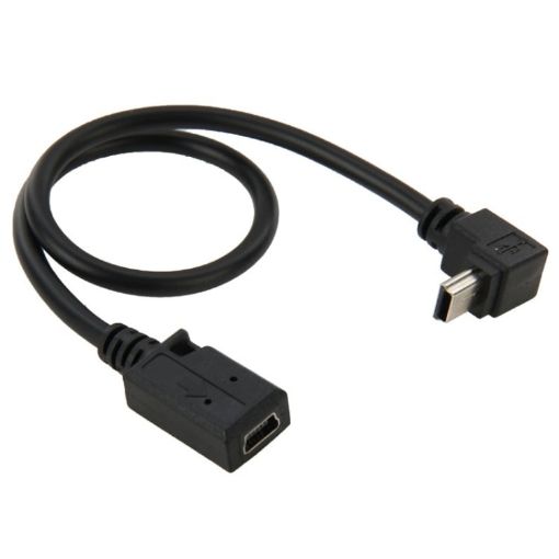 90 Degree Mini USB Male to Mini USB Female Adapter Cable, 28cm Length - 1