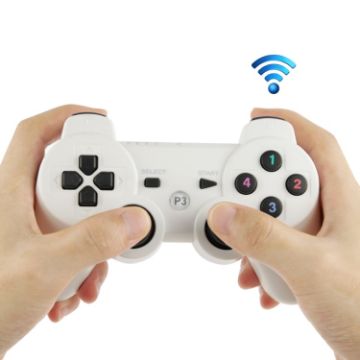Picture of Double Shock III Wireless Controller, Manette Sans Fil Double Shock III for Sony PS3, Has Vibration Action (with logo) (White)