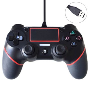 Red Wired Game Controller for Sony Playstation PS4 - 1