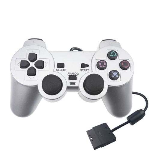 Silver Fuel Injection Wired Gamepad for PS2 - Dual Motor Vibration - 1