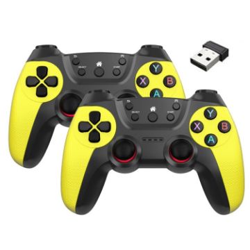Picture of KM-029 2.4G One for Two Doubles Wireless Controller Support PC/Linux/Android/TVbox (Lemon Yellow)