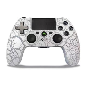 Picture of Crack Pattern RGB Light Wireless Game Controller for PS4/PC/Android/iOS (White)