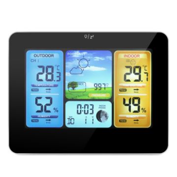 Picture of FJ3373 Weather Station Wireless Indoor Outdoor Sensor Multifunction Thermometer Hygrometer Digital Alarm Clock Barometer Forecast