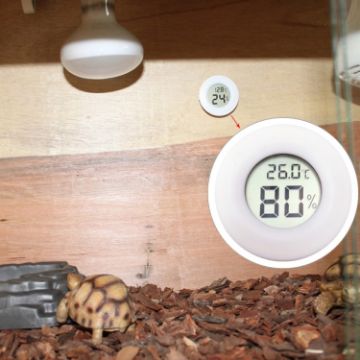 Picture of Digital Round Shaped Reptile Box Centigrade Thermometer & Hygrometer with Screen Display (White)