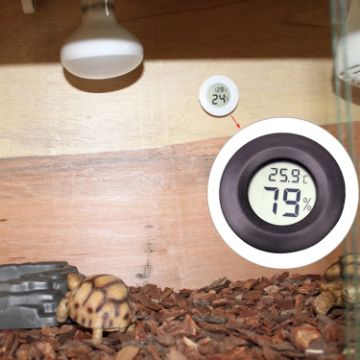 Picture of Digital Round Shaped Reptile Box Centigrade Thermometer & Hygrometer with Screen Display (Black)