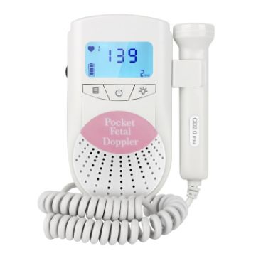 Picture of FD-100 Digital Fetal Doppler Ultrasound Sound Baby Heartbeat Detector Monitor LED Digital Prenatal Pocket Fetal Doppler Stethoscope (Pink)