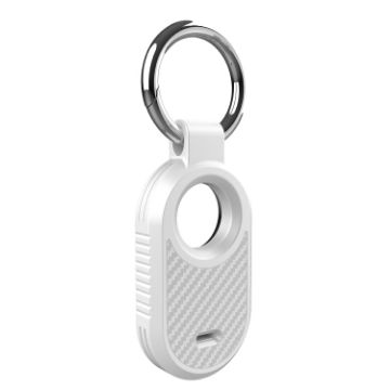 Picture of For Samsung Galaxy SmartTag 2 TPU Carbon Fiber Half Wrap Keychain Case (White)