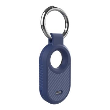Picture of For Samsung Galaxy SmartTag 2 TPU Carbon Fiber Half Wrap Keychain Case (Deep Blue)