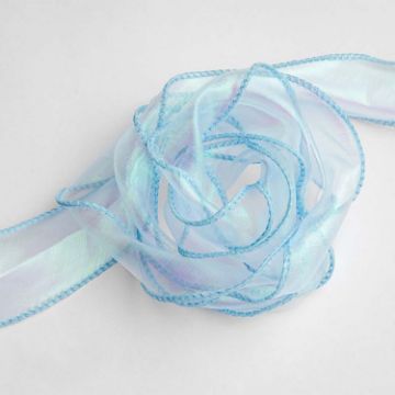 Picture of 4cm x 9m Sky Blue Symphony Fishtail Yarn Flower Cake Baking Packaging Ribbon Lace Decorative Webbing