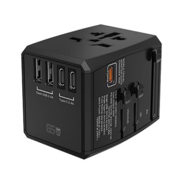 Picture of HHT905 PD 65W Dual USB+Dual Type-C Interface Multi-function Universal Travel Conversion Plug (Black)