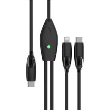 Picture of 1.2m 100W USB-C/Type-C to USB-C/Type-C + 8 Pin Fast Charging Data Cable (Black)