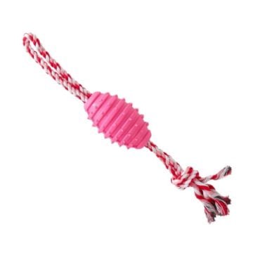 Picture of Dog Teething Toy Knot Pet Bite Resistant Teeth Cleaning Cotton Rope Ball (Pink)