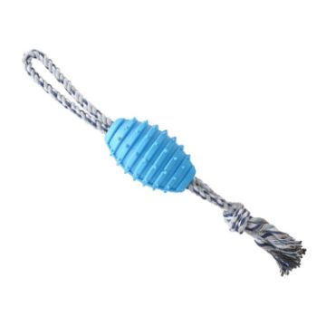 Picture of Dog Teething Toy Knot Pet Bite Resistant Teeth Cleaning Cotton Rope Ball (Blue)