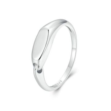 Picture of S925 Sterling Silver Platinum-Plated Interlocking Simple Ring, Size: No.8 (BSR529)
