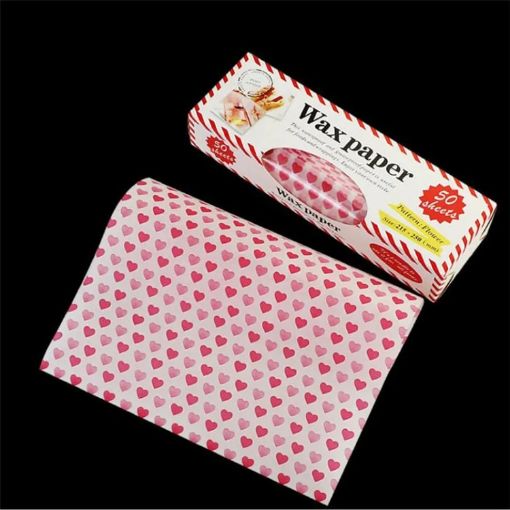 50 Sheets Heart Food Wrapping Paper - Waterproof Grease Proof Liners - 1