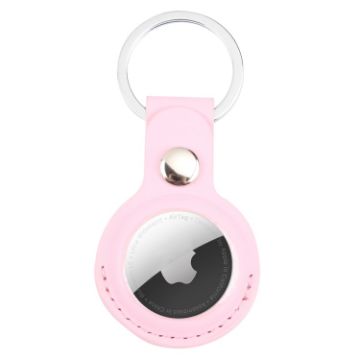 Picture of For AirTag Shockproof Anti-scratch Leather Protective Case Cover with Hang Loop Key Chain (Pink)