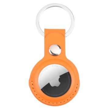 Picture of For AirTag Shockproof Anti-scratch Leather Protective Case Cover with Hang Loop Key Chain (Orange)
