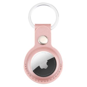 Picture of For AirTag Shockproof Anti-scratch Leather Protective Case Cover with Hang Loop Key Chain (Sand Pink)