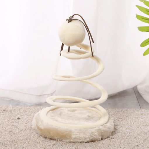 Picture of Cute Pet Cats Toys Supplies Spiral Wire Spring Fabric Round Cats Scratching Toys (Hemp Ball)