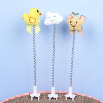Picture of Cats Scratching Board Cartoon Shaker Spring Toys Teaser Cats Stick Pet Supplies, Color: Cartoon Model (Random Color)