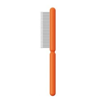 Picture of Cats And Dogs Long Hair Knotting Brush Pets Stainless Steel Detangling Comb, Size: High And Low Fine Teeth (Orange)