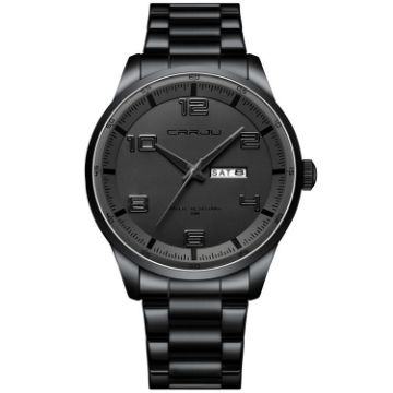 Picture of CRRJU 5005 Men Steel Strap Watch Simple Business Personalized Waterproof Watch With Calendar Display (Black)
