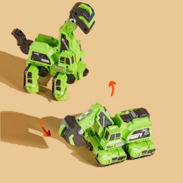 Picture of 2 In 1 Dinosaur Transforming Engineering Car Inertial Automatic Crash Toy, Color: Excavator-Brachiosaurus Green