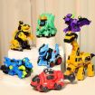Picture of 2 In 1 Dinosaur Transforming Engineering Car Inertial Automatic Crash Toy, Color: Forklift-Triceratops Blue