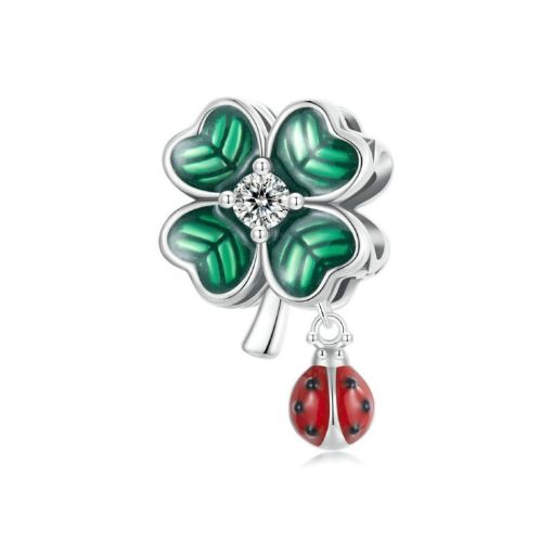 Picture of S925 Sterling Silver Seven-Star Ladybug Lucky Four-Leaf Clover DIY Beads (SCC2724)