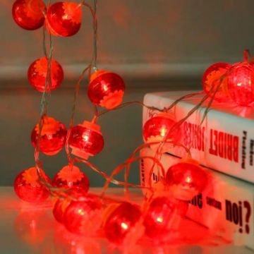 1.5m Chinese Red Lantern LED Lights - 10 Light Crystal Lanterns - 1