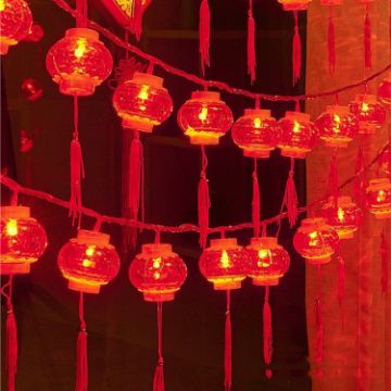 1.5m Chinese Red Lantern LED Lights - 10 Light New Year (Flush Lantern) - 1