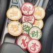 Picture of 2pcs/set Car Anti-skid Water Coaster For Blessing General Car Decoration, Color: Suddenly Rich
