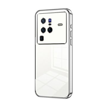 Vivo X80 Pro Transparent Plating Phone Case - Silver - 1