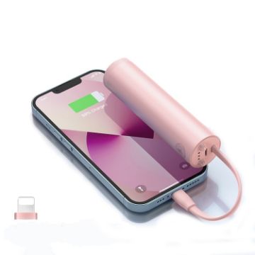 Picture of ROMOSS PSC05 5000 MAh Mini Power Bank Fresh Cute Mobile Power Supply With 8 Pin Cable Pink