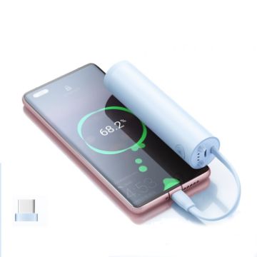 Picture of ROMOSS PSC05 5000 MAh Mini Power Bank Fresh Cute Mobile Power Supply With USB-C/Type-C Cable Blue