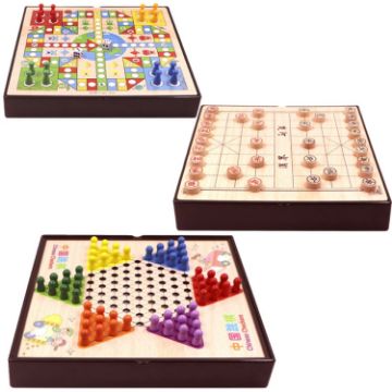Picture of 3 in 1 B Model Wooden Multifunctional Parent-Child Interactive Children Educational Chessboard Toy Set